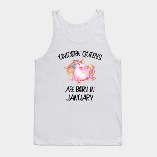 Unicorn Queens Are Born In January | Cute Unicorn Birthday T-Shirt Tank Top